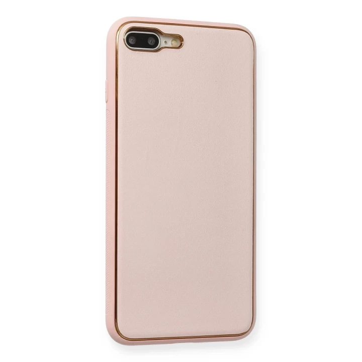 iPhone 7 Plus Kılıf Coco Deri Silikon Kapak - Pembe
