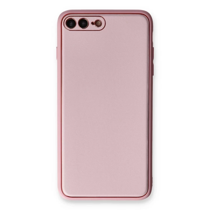 iPhone 7 Plus Kılıf Coco Deri Silikon Kapak - Pudra