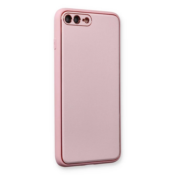 iPhone 7 Plus Kılıf Coco Deri Silikon Kapak - Pudra