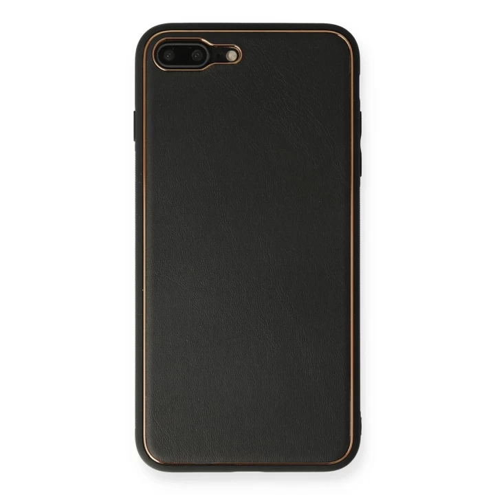 iPhone 7 Plus Kılıf Coco Deri Silikon Kapak - Siyah