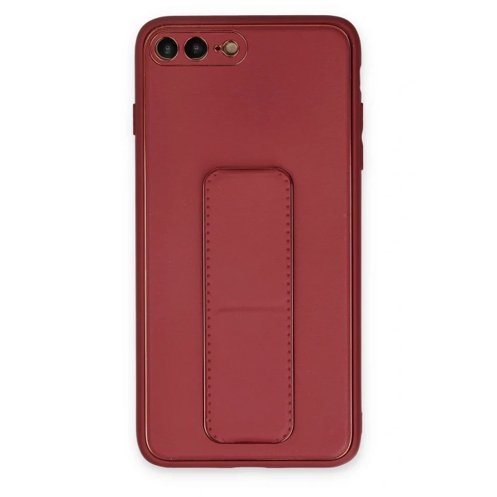 iPhone 7 Plus Kılıf Coco Deri Standlı Kapak - Fuşya