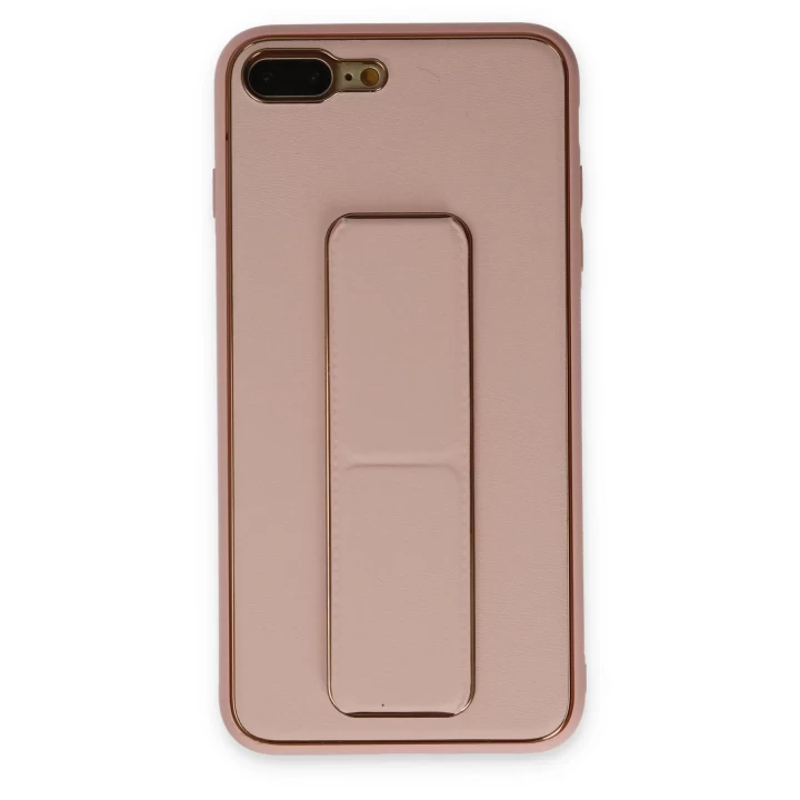 iPhone 7 Plus Kılıf Coco Deri Standlı Kapak - Pembe