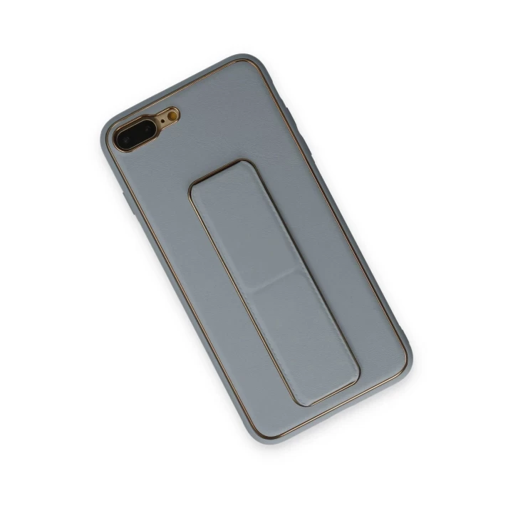 iPhone 7 Plus Kılıf Coco Deri Standlı Kapak - Sky Blue