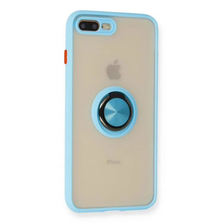 iPhone 7 Plus Kılıf Montreal Yüzüklü Silikon Kapak - Buz Mavi