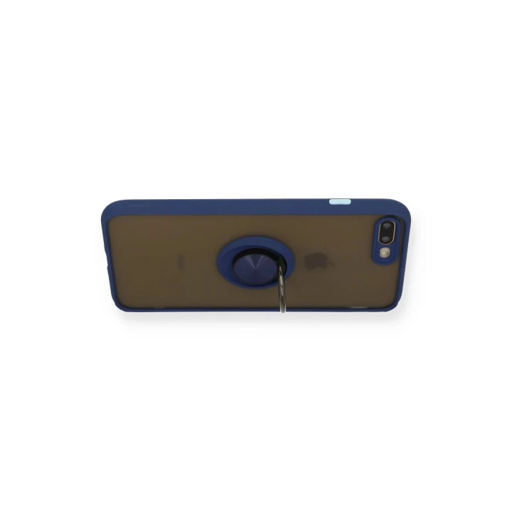 iPhone 7 Plus Kılıf Montreal Yüzüklü Silikon Kapak - Lacivert