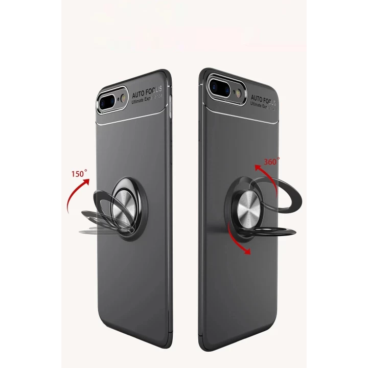 iPhone 7 Plus Kılıf Range Yüzüklü Silikon - Kırmızı