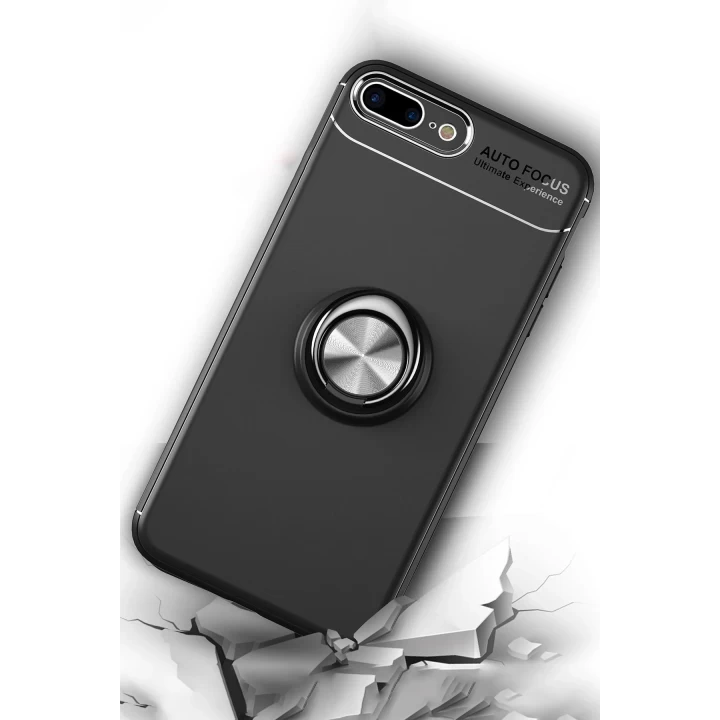iPhone 7 Plus Kılıf Range Yüzüklü Silikon - Kırmızı