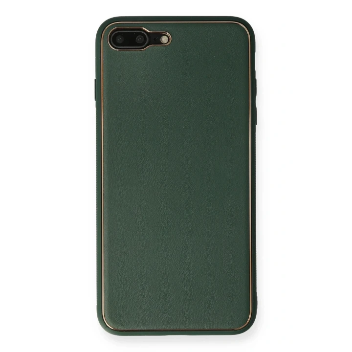 iPhone 8 Plus Kılıf Coco Deri Silikon Kapak - Yeşil