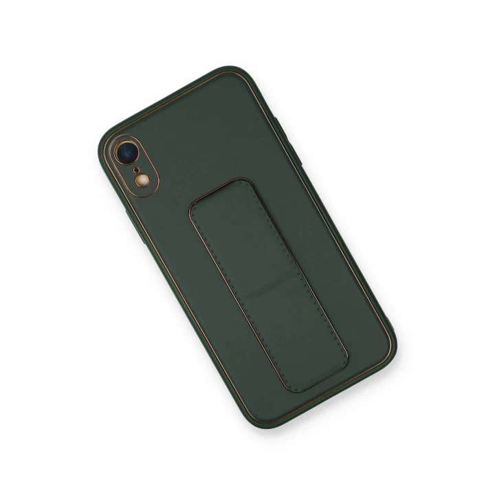 iPhone XR Kılıf Coco Deri Standlı Kapak - Yeşil
