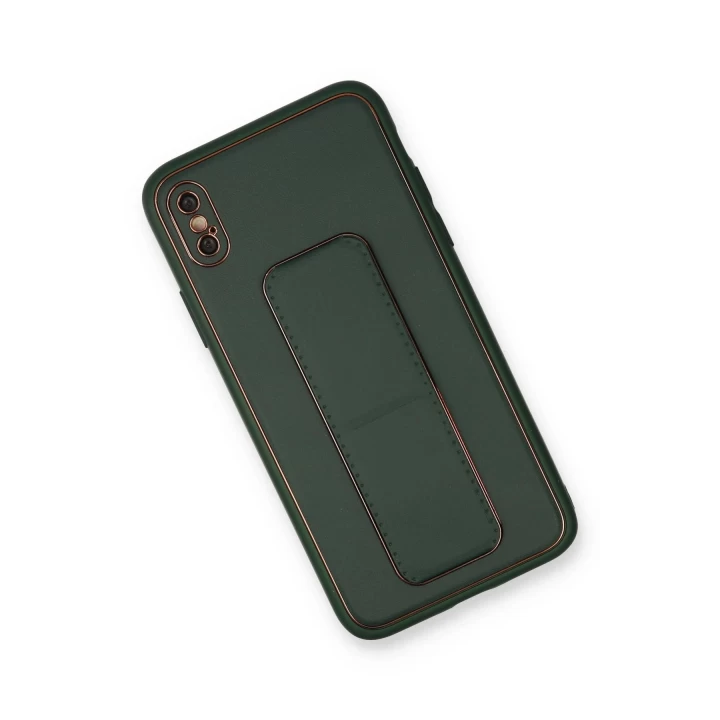 iPhone XS Max Kılıf Coco Deri Standlı Kapak - Yeşil