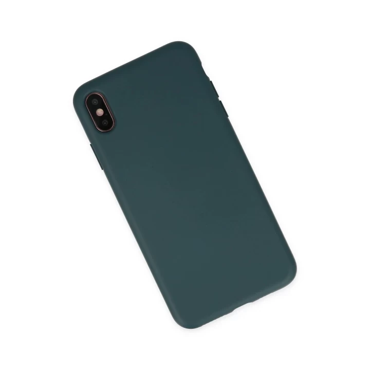 iPhone XS Max Kılıf Nano içi Kadife Silikon - Koyu Yeşil