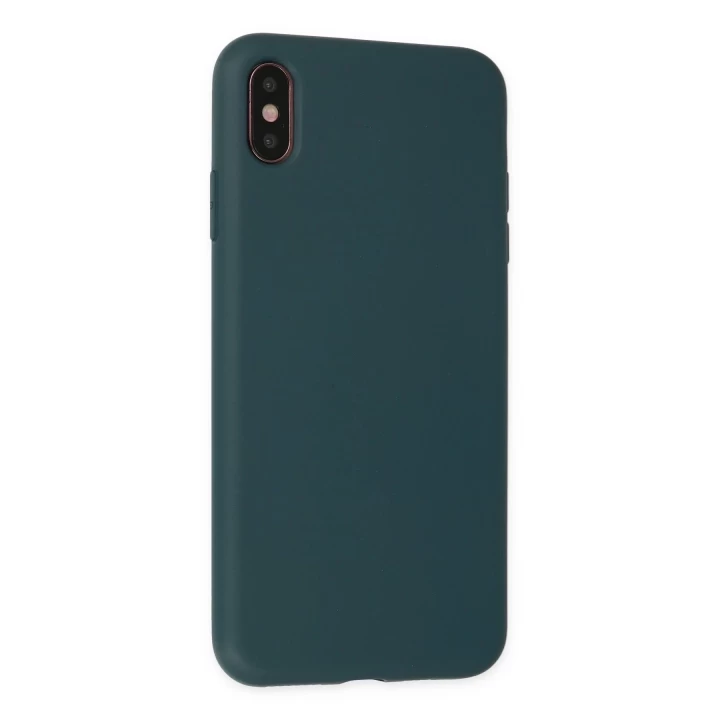 iPhone XS Max Kılıf Nano içi Kadife Silikon - Koyu Yeşil