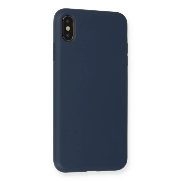 iPhone XS Max Kılıf Nano içi Kadife Silikon - Lacivert