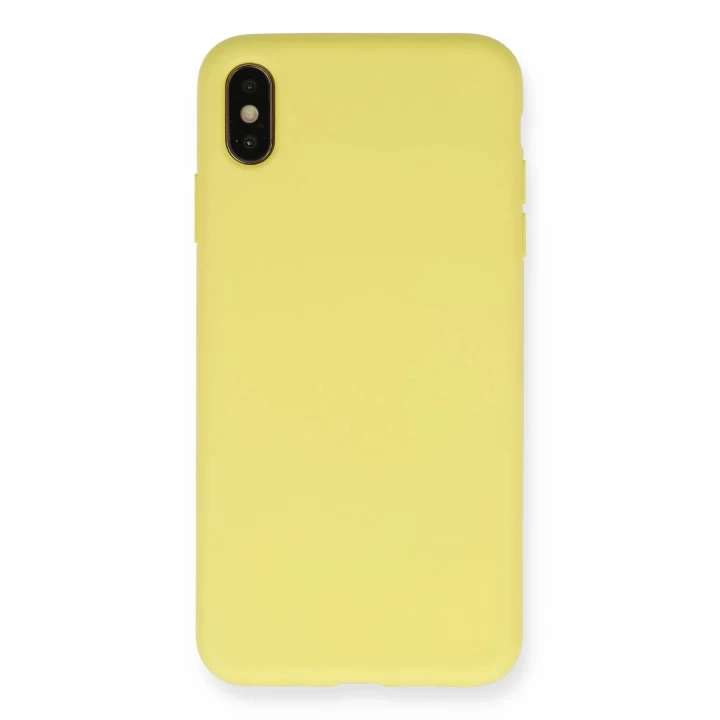 iPhone XS Max Kılıf Nano içi Kadife Silikon - Mat Sarı