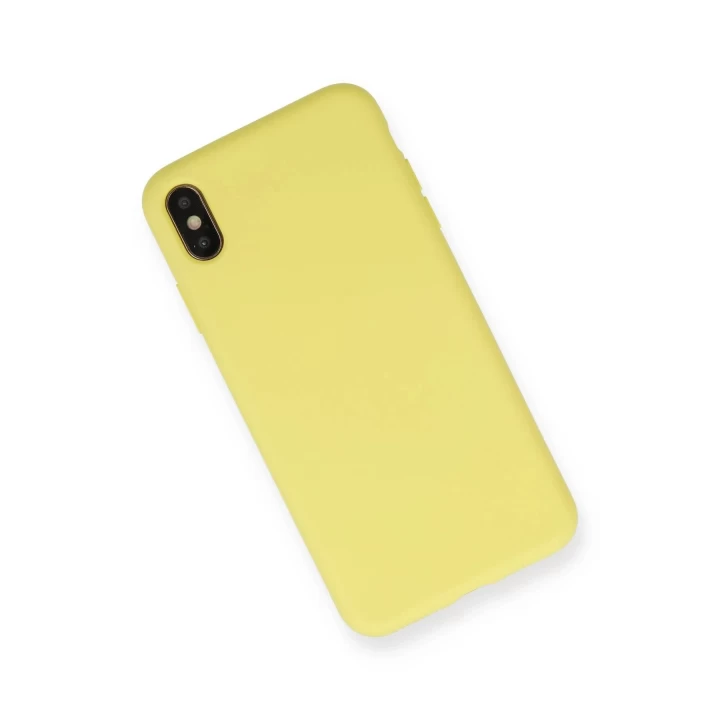 iPhone XS Max Kılıf Nano içi Kadife Silikon - Mat Sarı