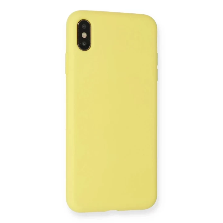 iPhone XS Max Kılıf Nano içi Kadife Silikon - Mat Sarı