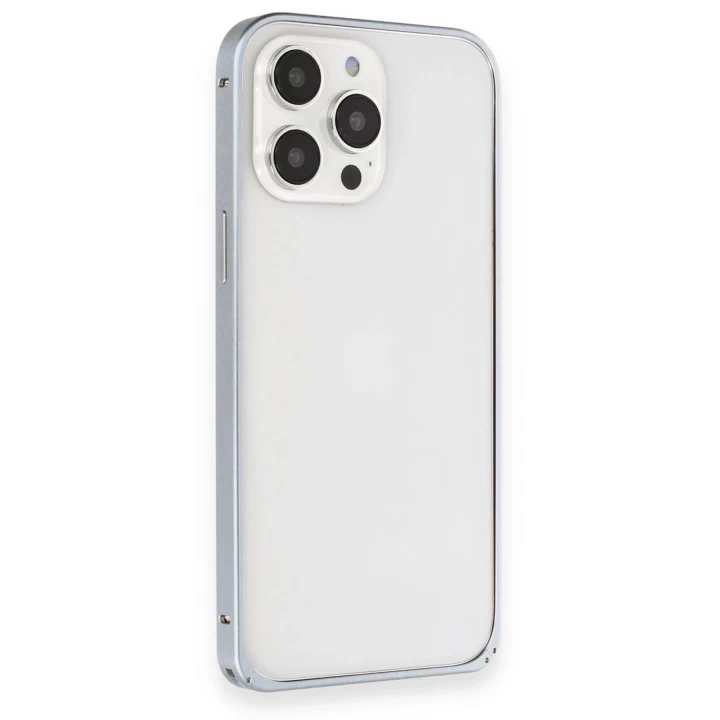 Joko iPhone 15 Pro Max Kılıf Metal Bumper Magneticsafe Kapak - Gri