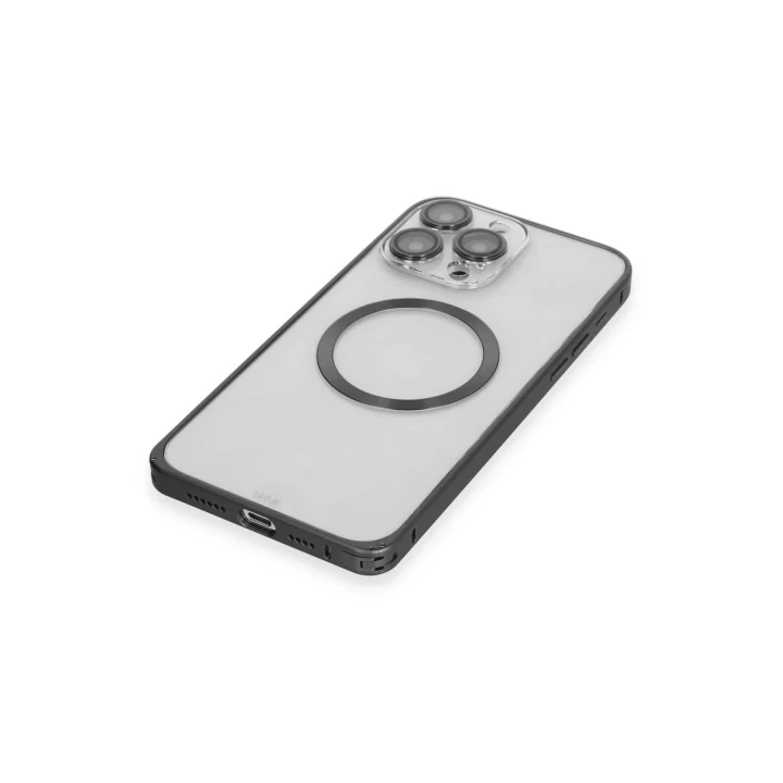 Joko iPhone 15 Pro Max Kılıf Metal Bumper Magneticsafe Kapak - Siyah