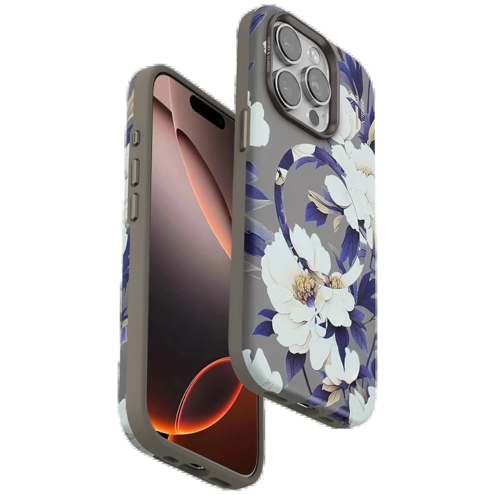 Onegif iPhone 15 Pro Flower Series Magsafe Kapak - Gri
