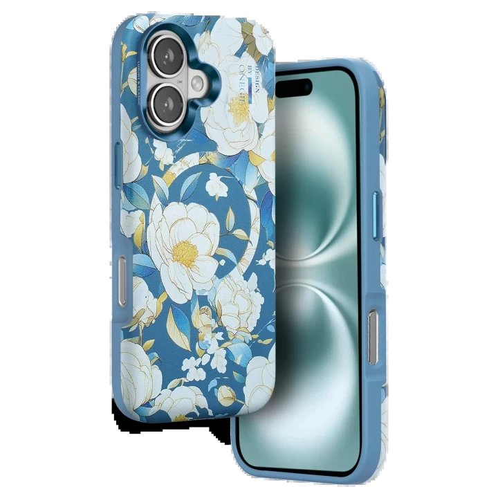 Onegif iPhone 16 Flower Series Magsafe Kapak - Mavi