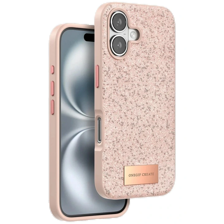 Onegif iPhone 16 Plus Bright Simli Kapak - Pembe