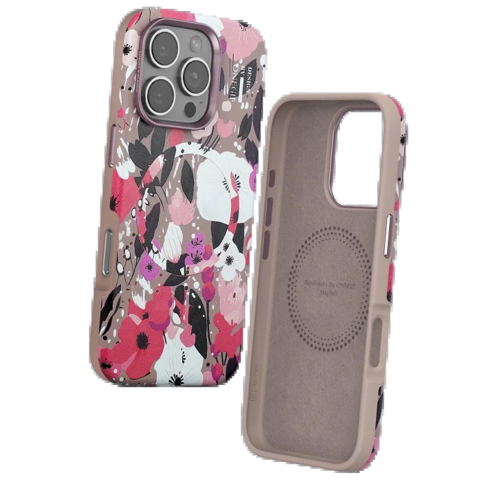 Onegif iPhone 16 Pro Flower Series Magsafe Kapak - Pembe