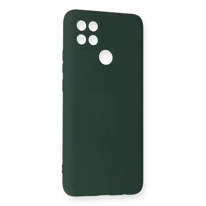 Oppo A15 Kılıf Nano içi Kadife Silikon - Koyu Yeşil