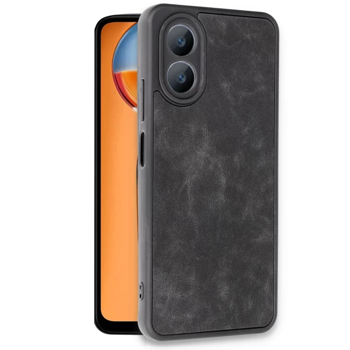 Oppo A38 Kılıf Aras Deri Kapak - Siyah