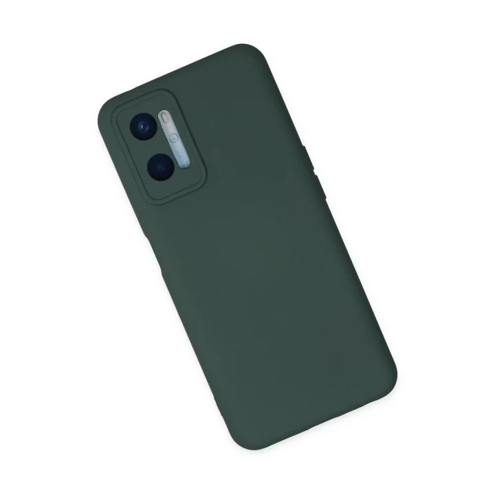 Oppo A96 Kılıf Nano içi Kadife Silikon - Koyu Yeşil