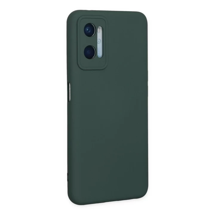 Oppo A96 Kılıf Nano içi Kadife Silikon - Koyu Yeşil