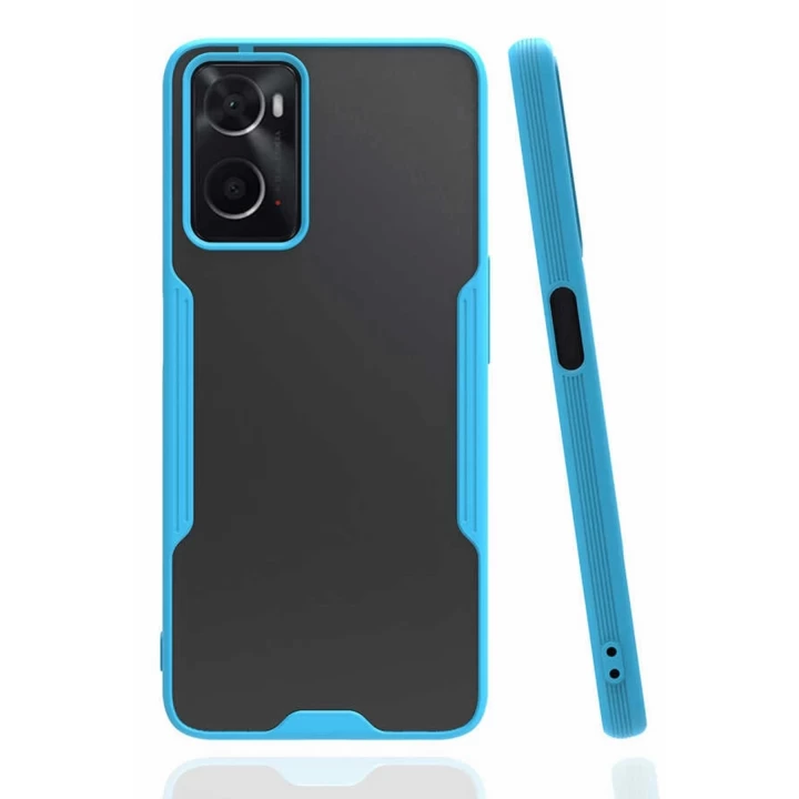 Oppo A96 Kılıf Platin Silikon - Mavi