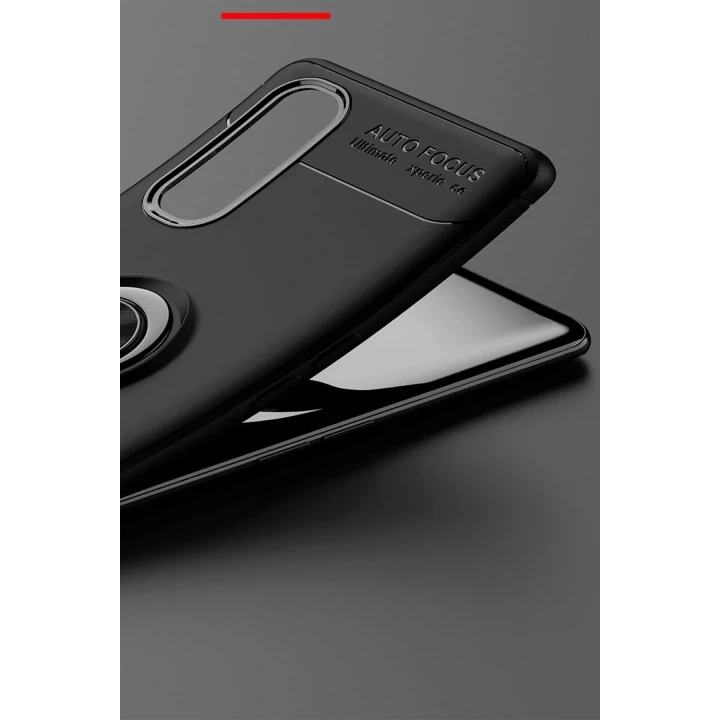 Oppo Find X2 Kılıf Range Yüzüklü Silikon - Siyah