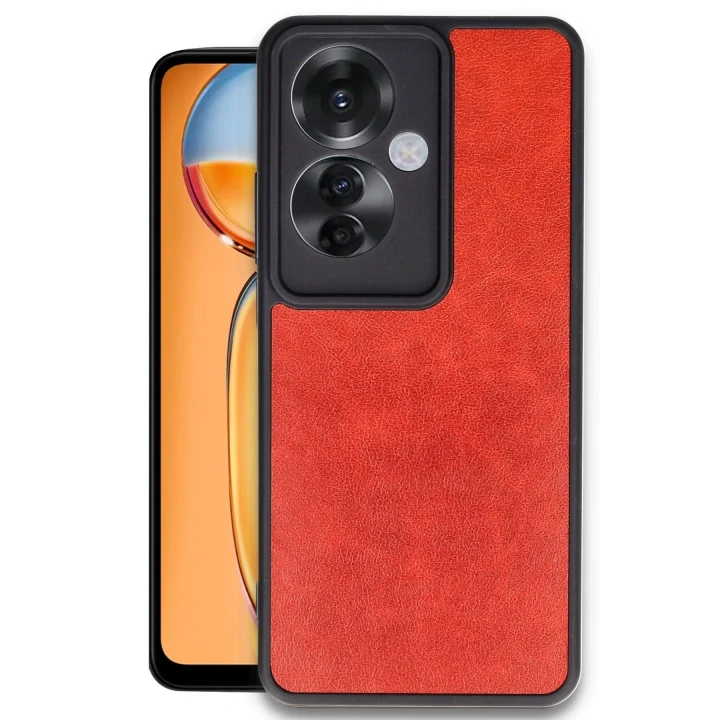 Oppo Reno 11F Kılıf Aras Deri Kapak - Kırmızı