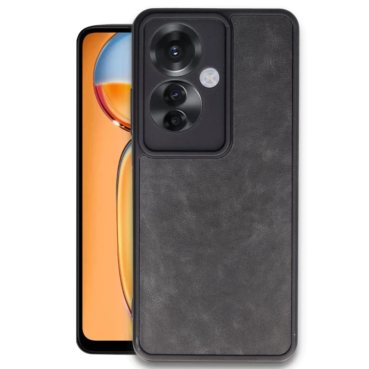 Oppo Reno 11F Kılıf Aras Deri Kapak - Siyah