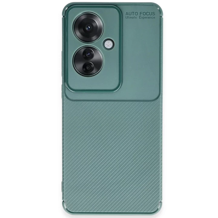 Oppo Reno 11F Kılıf Auto Focus Karbon Kapak - Koyu Yeşil