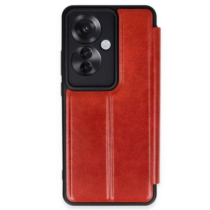 Oppo Reno 11F Kılıf Flip Cover - Kırmızı