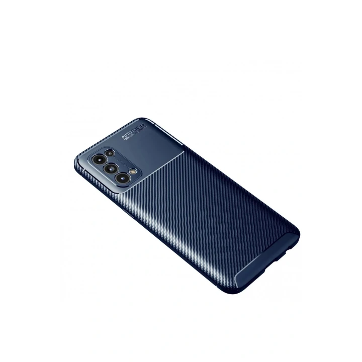 Oppo Reno 5 Kılıf Auto Focus Karbon Kapak - Lacivert