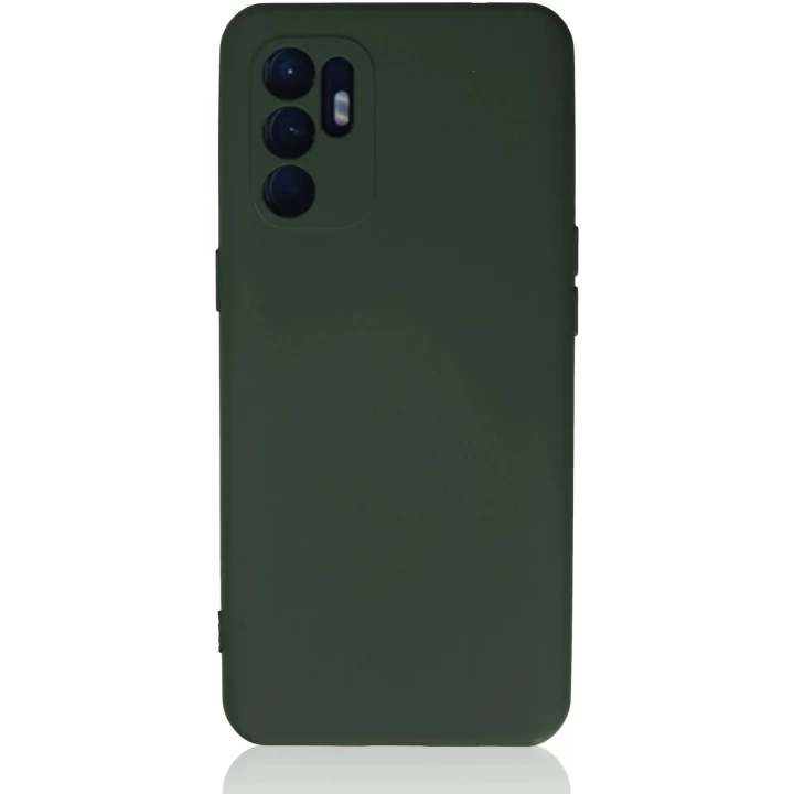 Oppo Reno 6 Kılıf Nano içi Kadife Silikon - Koyu Yeşil