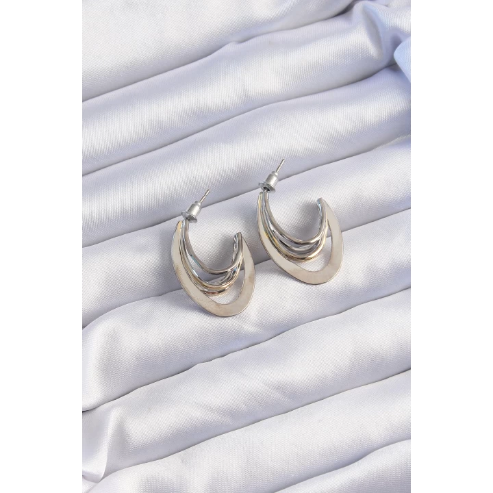 Pirinç Gold Gümüş Renkli Düz Plaka Halka Küpe - TJ-BKP9229