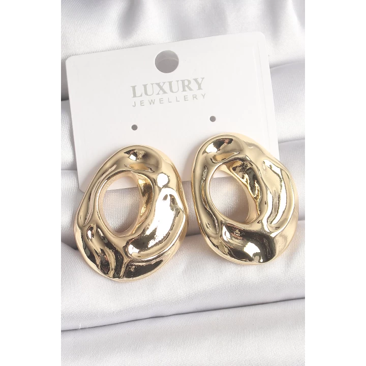 Pirinç Gold Renk Kemik Halka Model Kadın Küpe - TJ-BKP10043