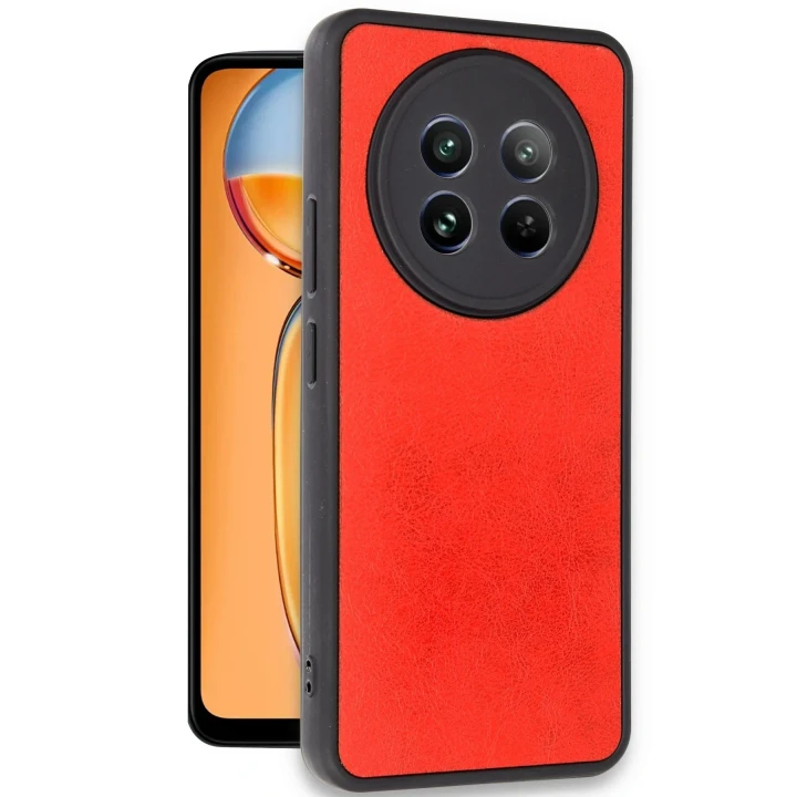 Realme 12 5G Kılıf Aras Deri Kapak - Kırmızı