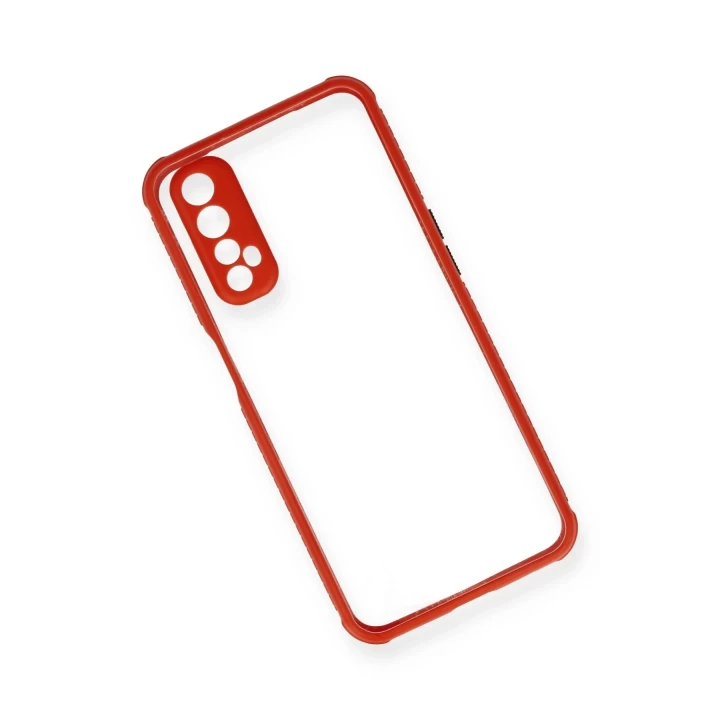 Realme 7 Kılıf Miami Şeffaf Silikon - Kırmızı