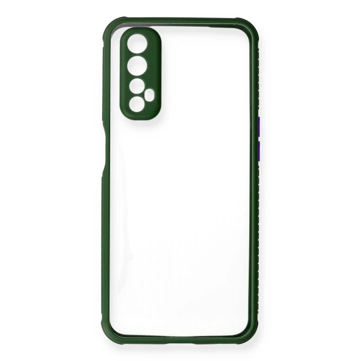Realme 7 Kılıf Miami Şeffaf Silikon - Koyu Yeşil