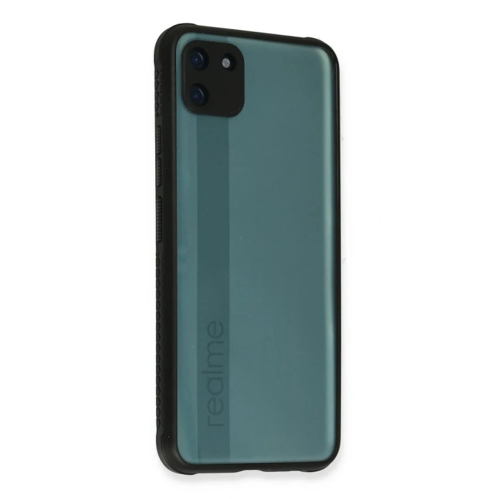 Realme C11 Kılıf Miami Şeffaf Silikon - Siyah
