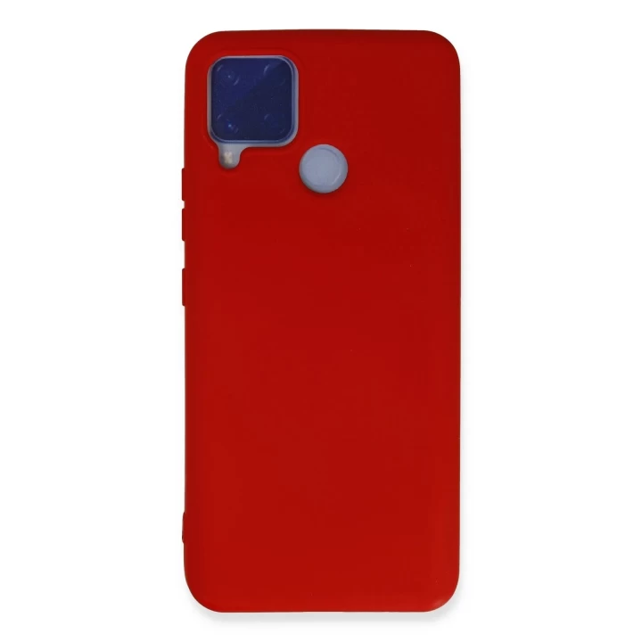Realme C15 Kılıf Nano içi Kadife Silikon - Kırmızı