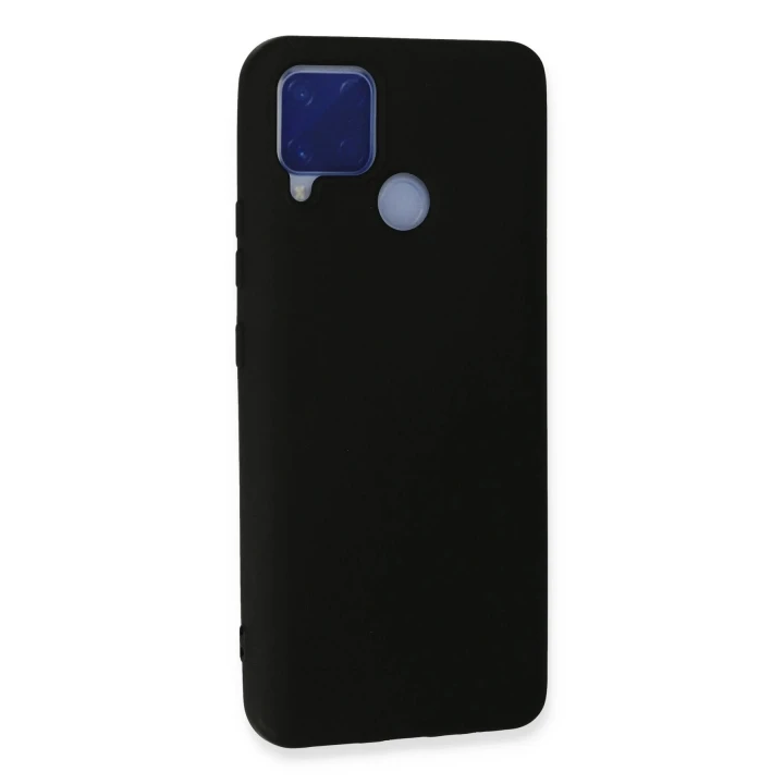 Realme C15 Kılıf Nano içi Kadife Silikon - Siyah