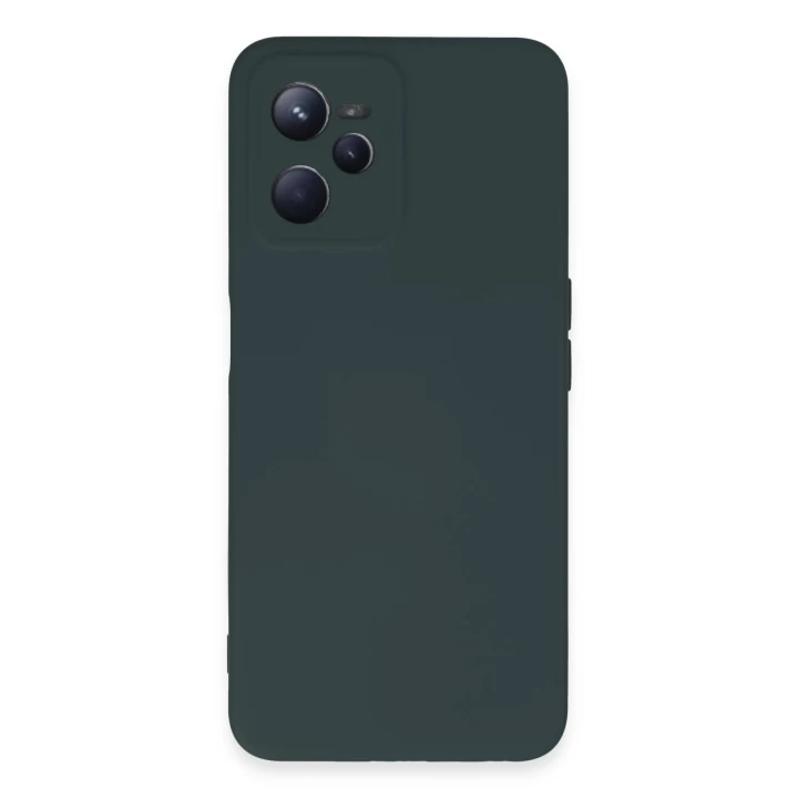 Realme C35 Kılıf Nano içi Kadife Silikon - Koyu Yeşil