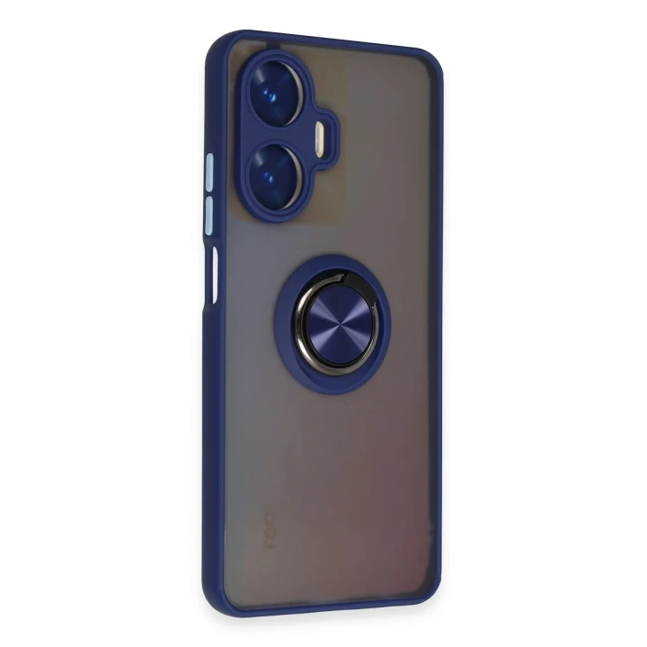 Realme C55 Kılıf Montreal Yüzüklü Silikon Kapak - Lacivert