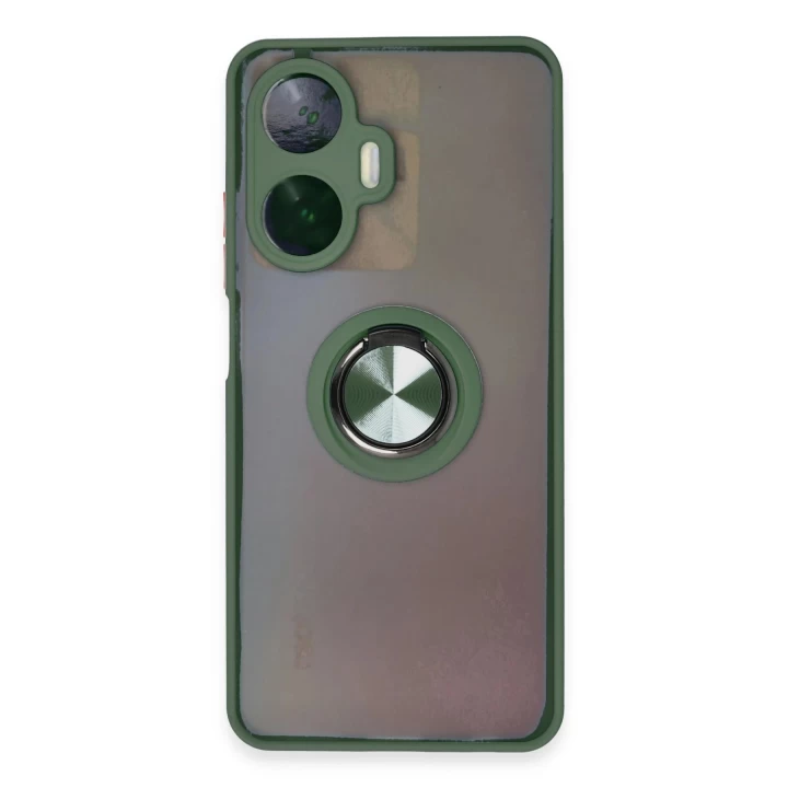 Realme C55 Kılıf Montreal Yüzüklü Silikon Kapak - Yeşil