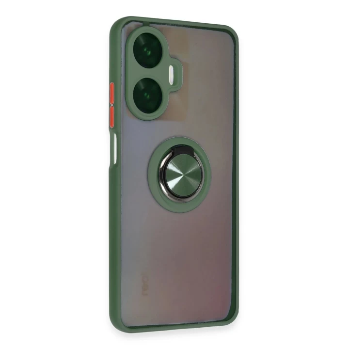Realme C55 Kılıf Montreal Yüzüklü Silikon Kapak - Yeşil
